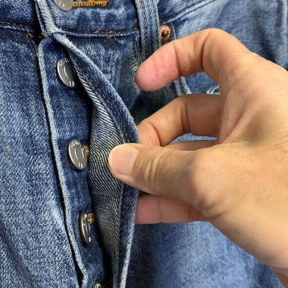 Pistola Presley Blue Med Wash High Rise Button Fly Distressed Loose Fit Jeans 29 - Picture 5 of 16